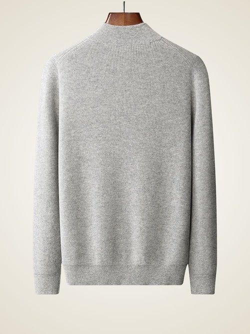 Lanly Cashmere Quarter-Zip Mock Neck Sweater - Mongolia Cashmere Pullover