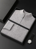 Lanly Cashmere Quarter-Zip Mock Neck Sweater - Mongolia Cashmere Pullover