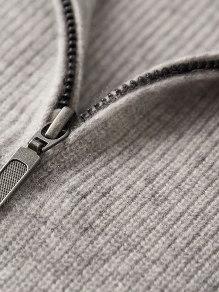 Lanly Cashmere Quarter-Zip Mock Neck Sweater - Mongolia Cashmere Pullover