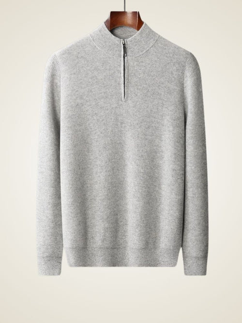 Lanly Cashmere Quarter-Zip Mock Neck Sweater - Mongolia Cashmere Pullover