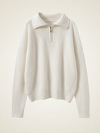 Lanly Cashmere Quarter-Zip Sweater -Mongolia Ribbed Collar Pullover