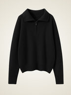 Lanly Cashmere Quarter-Zip Sweater -Mongolia Ribbed Collar Pullover