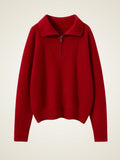 Lanly Cashmere Quarter-Zip Sweater -Mongolia Ribbed Collar Pullover