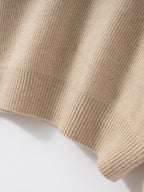 Lanly Cashmere Quarter-Zip Sweater - Beige Mongolia Ribbed Collar Pullover