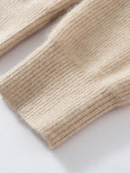 Lanly Cashmere Quarter-Zip Sweater - Beige Mongolia Ribbed Collar Pullover