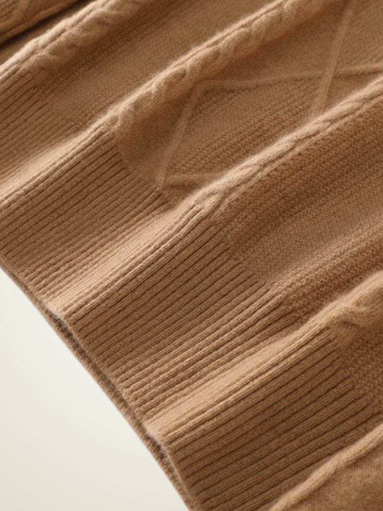 Lanly Cashmere Quarter-Zip Sweater - Mongolia Cable Knit Pull