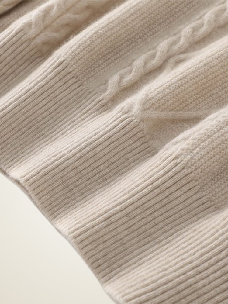Lanly Cashmere Quarter-Zip Sweater - Mongolia Cable Knit Pull