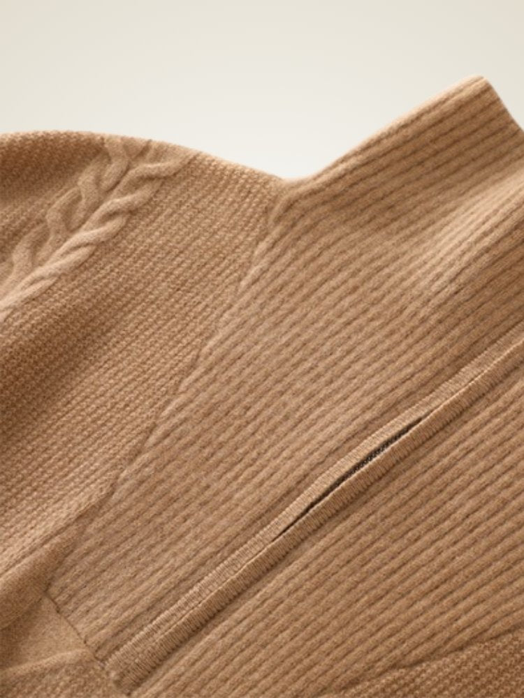 Lanly Cashmere Quarter-Zip Sweater - Mongolia Cable Knit Pull
