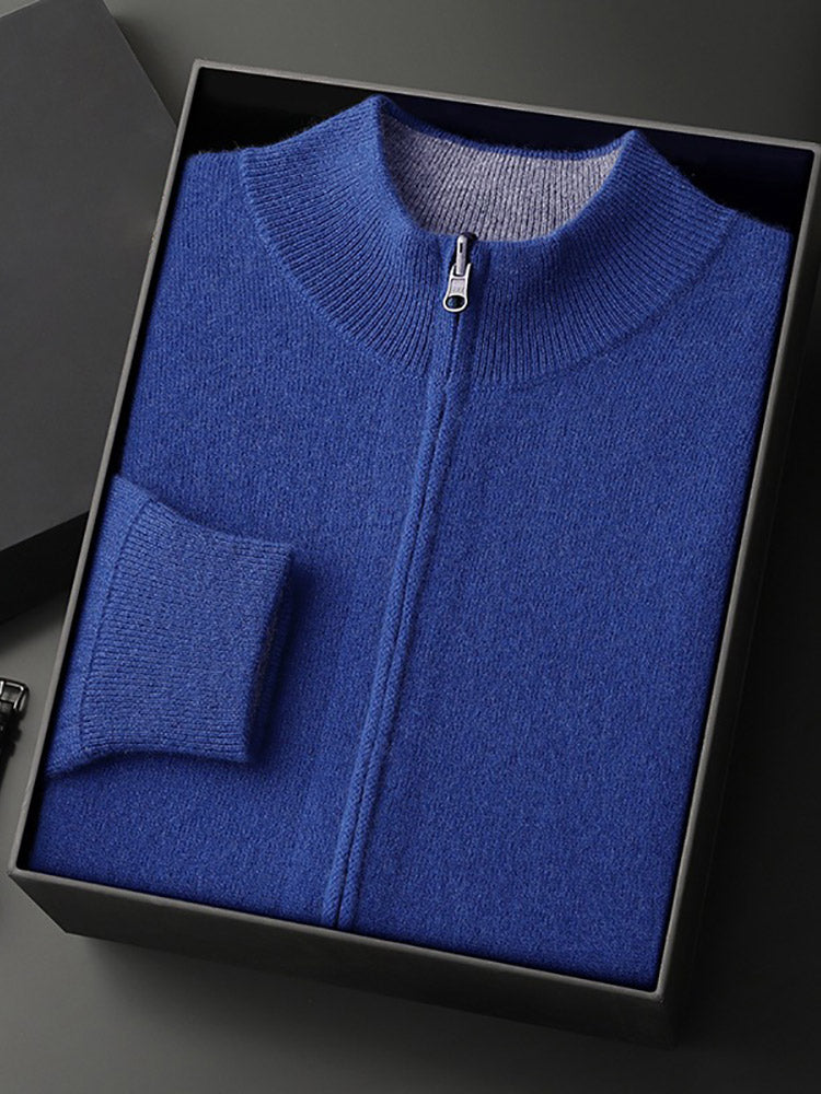 Lanly Cashmere Reversible Zip Cardigan - Thick Mongolia Cashmere Jacket