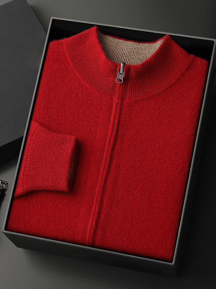 Lanly Cashmere Reversible Zip Cardigan - Thick Mongolia Cashmere Jacket