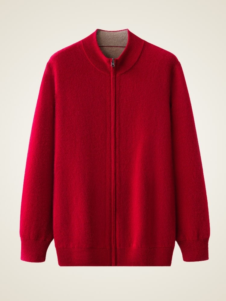 Lanly Cashmere Reversible Zip Cardigan - Thick Mongolia Cashmere Jacket