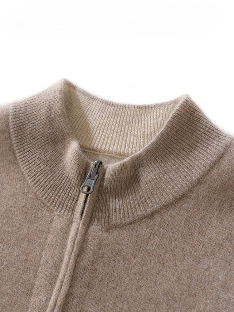 Lanly Cashmere Reversible Zip Cardigan - Thick Mongolia Cashmere Jacket