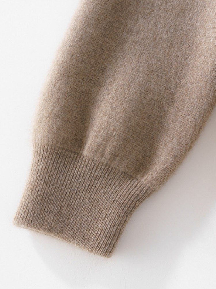 Lanly Cashmere Reversible Zip Cardigan - Thick Mongolia Cashmere Jacket