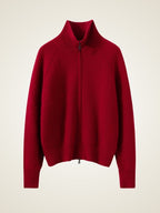Lanly Cashmere Ribbed Zip Sweater - Mongolia Mock Neck Jacket