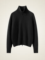 Lanly Cashmere Ribbed Zip Sweater - Mongolia Mock Neck Jacket