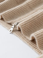 Lanly Cashmere Ribbed Zip Sweater - Mongolia Mock Neck Jacket