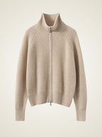 Lanly Cashmere Ribbed Zip Sweater - Mongolia Mock Neck Jacket