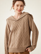 Lanly Cashmere Sailor Collar Sweater - Mongolia Cashmere Cable Knit