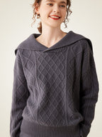Lanly Cashmere Sailor Collar Sweater - Mongolia Cashmere Cable Knit