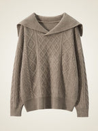 Lanly Cashmere Sailor Collar Sweater - Mongolia Cashmere Cable Knit