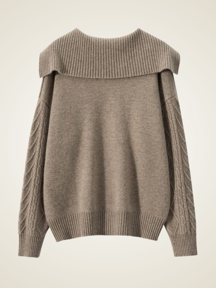 Lanly Cashmere Sailor Collar Sweater - Mongolia Cashmere Cable Knit