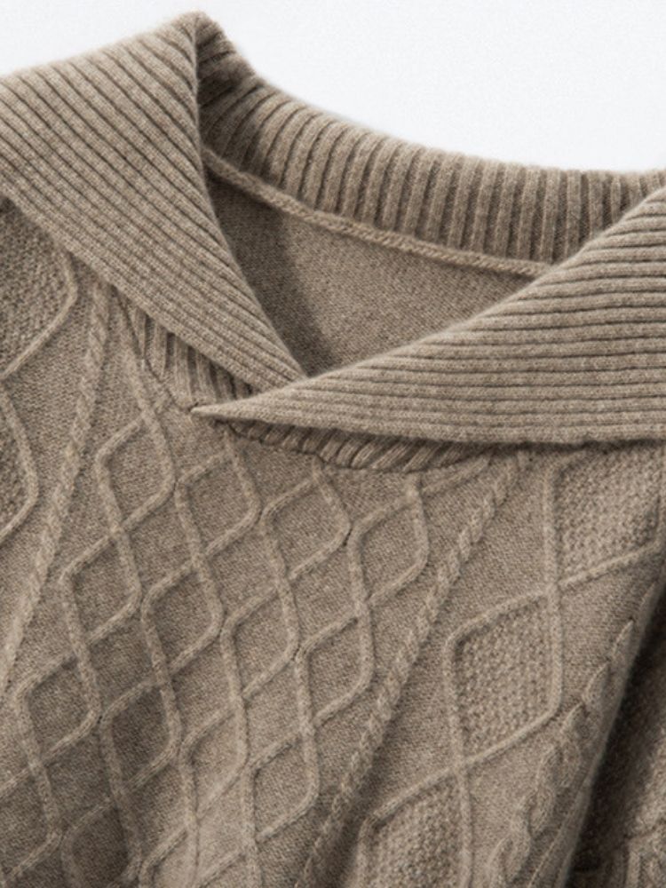 Lanly Cashmere Sailor Collar Sweater - Mongolia Cashmere Cable Knit