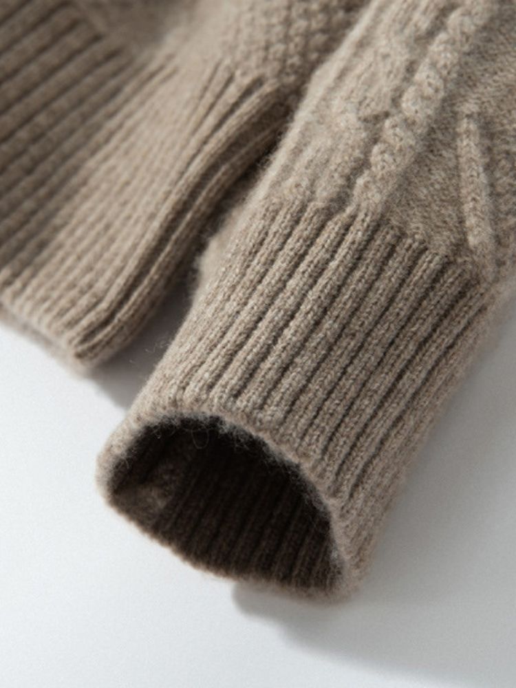 Lanly Cashmere Sailor Collar Sweater - Mongolia Cashmere Cable Knit