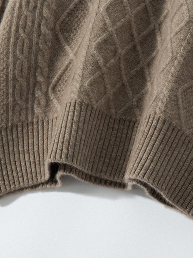 Lanly Cashmere Sailor Collar Sweater - Mongolia Cashmere Cable Knit