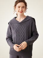 Lanly Cashmere Sailor Collar Sweater - Mongolia Cashmere Cable Knit