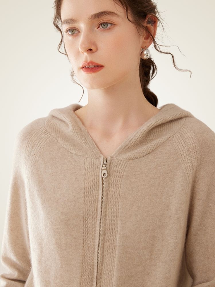 Lanly Cashmere Sailor Collar Zip Sweater - Mongolia Cashmere Jacket