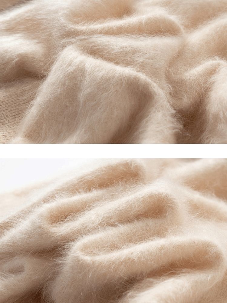 Lanly Cashmere Shaggy Notch Neck Sweater - Mongolia Brushed Knit