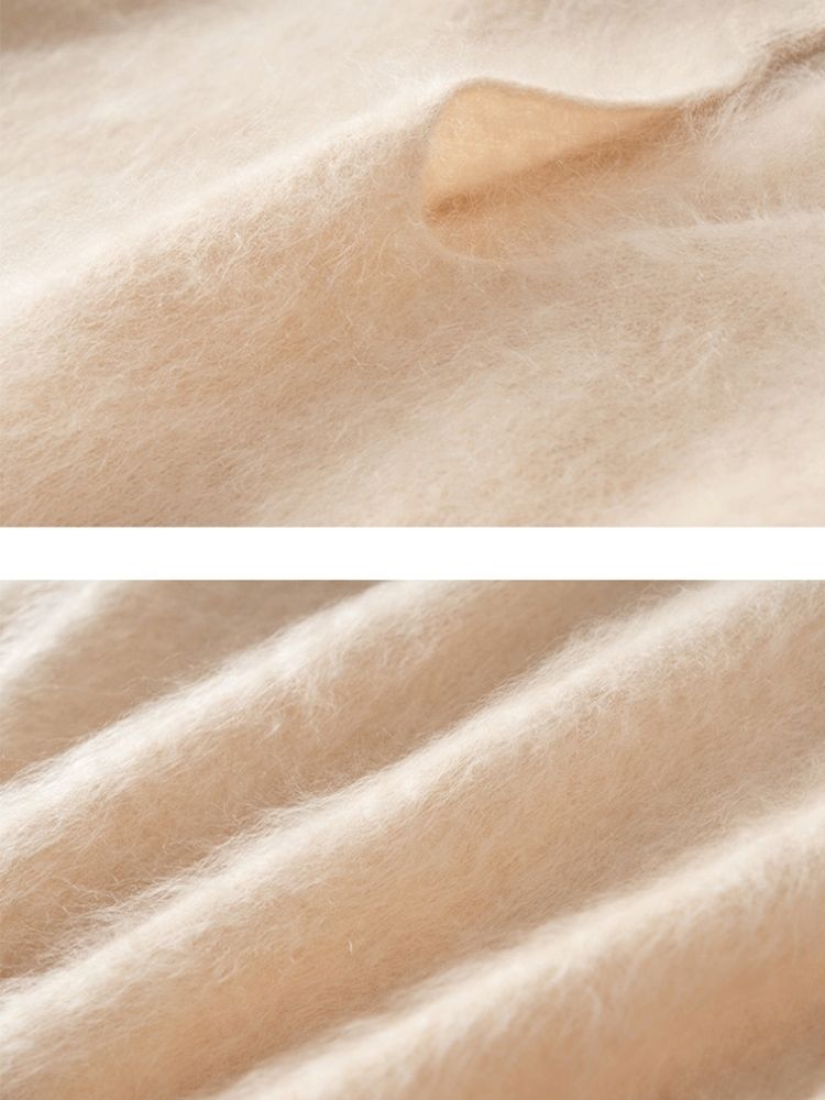 Lanly Cashmere Shaggy Notch Neck Sweater - Mongolia Brushed Knit