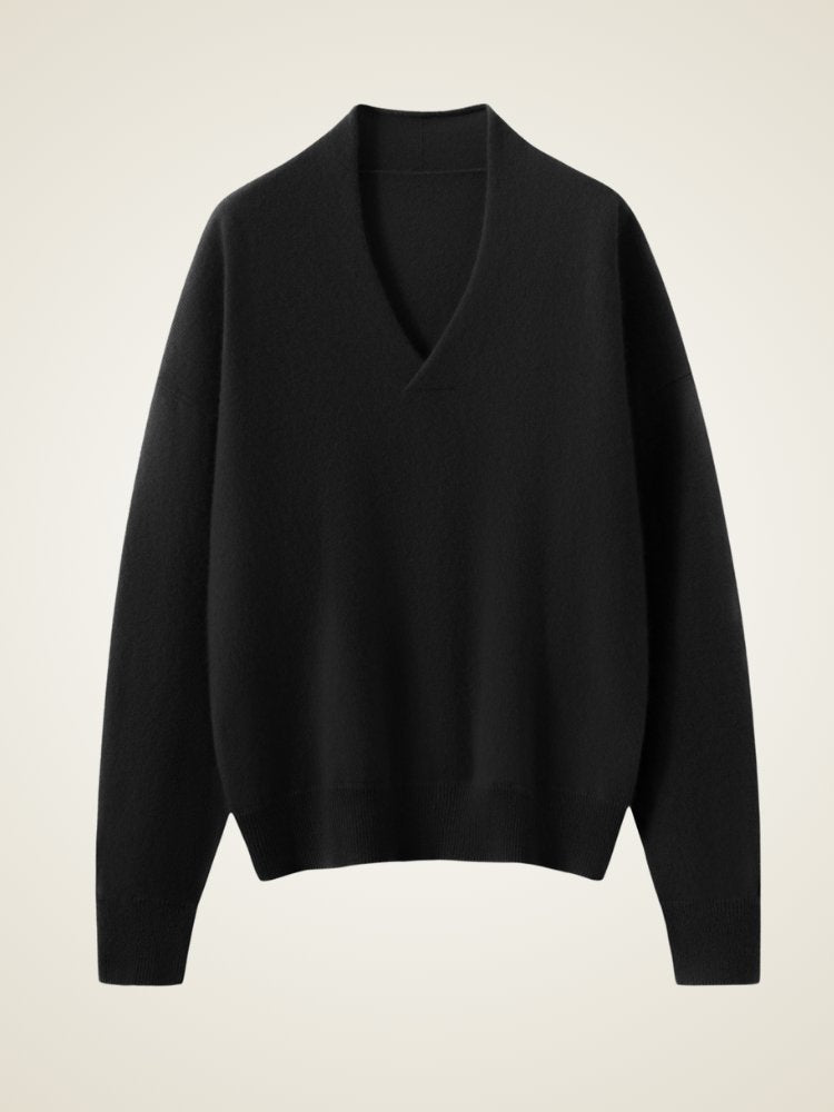 Lanly Cashmere Shawl Collar Sweater - Mongolia V-Neck Pullover