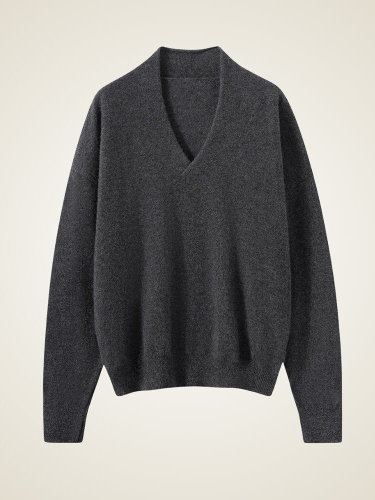 Lanly Cashmere Shawl Collar Sweater - Mongolia V-Neck Pullover