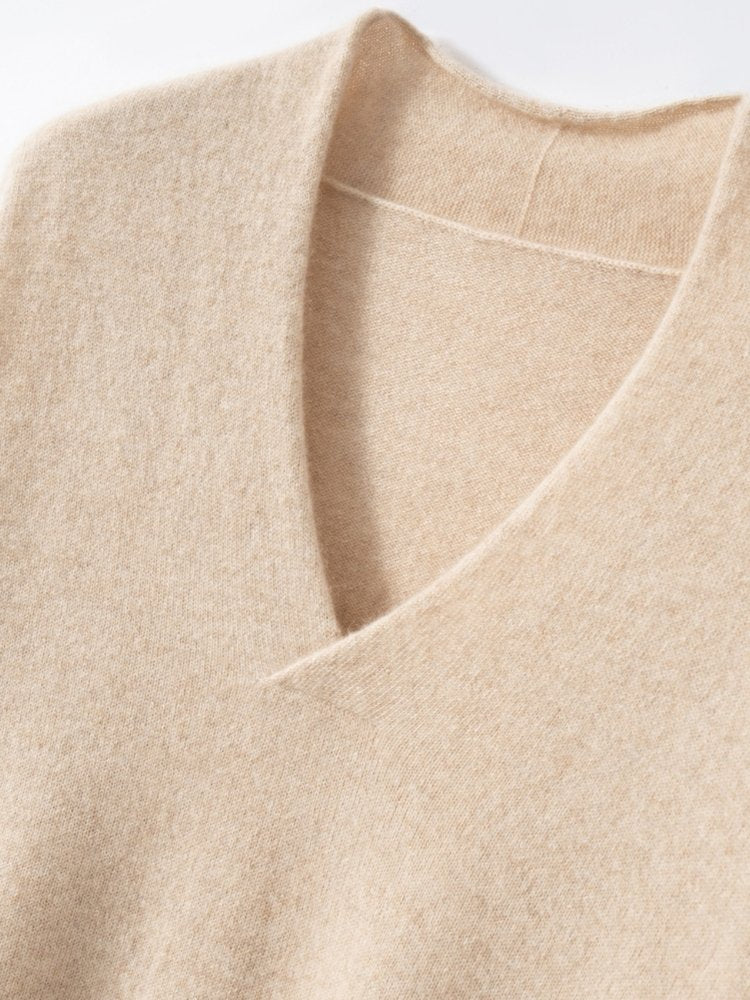 Lanly Cashmere Shawl Collar Sweater - Mongolia V-Neck Pullover