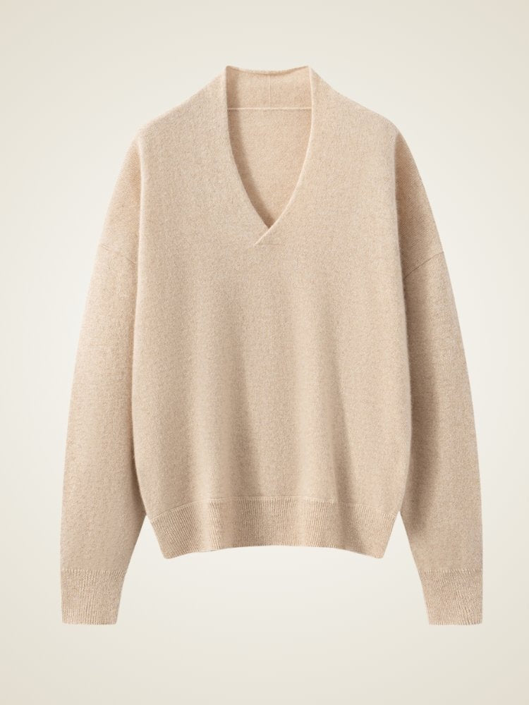 Lanly Cashmere Shawl Collar Sweater - Mongolia V-Neck Pullover