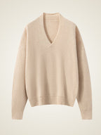 Lanly Cashmere Shawl Collar Sweater - Mongolia V-Neck Pullover