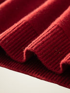 Lanly Cashmere Shimmer Sweater - Red Mongolia Crewneck Raglan Pullover