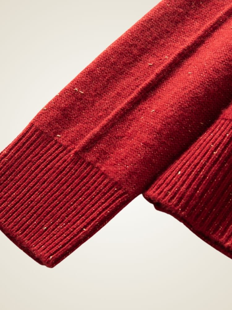 Lanly Cashmere Shimmer Sweater - Red Mongolia Crewneck Raglan Pullover
