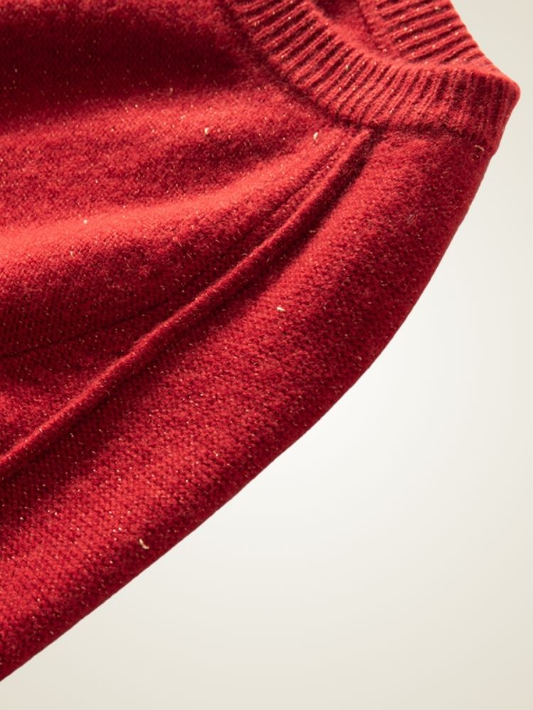 Lanly Cashmere Shimmer Sweater - Red Mongolia Crewneck Raglan Pullover