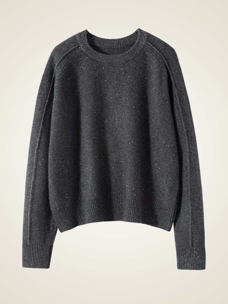 Lanly Cashmere Shimmer Sweater - Red Mongolia Crewneck Raglan Pullover