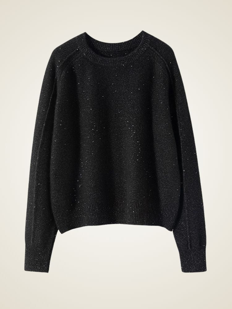 Lanly Cashmere Shimmer Sweater - Red Mongolia Crewneck Raglan Pullover