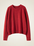 Lanly Cashmere Shimmer Sweater - Red Mongolia Crewneck Raglan Pullover