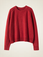 Lanly Cashmere Shimmer Sweater - Red Mongolia Crewneck Raglan Pullover
