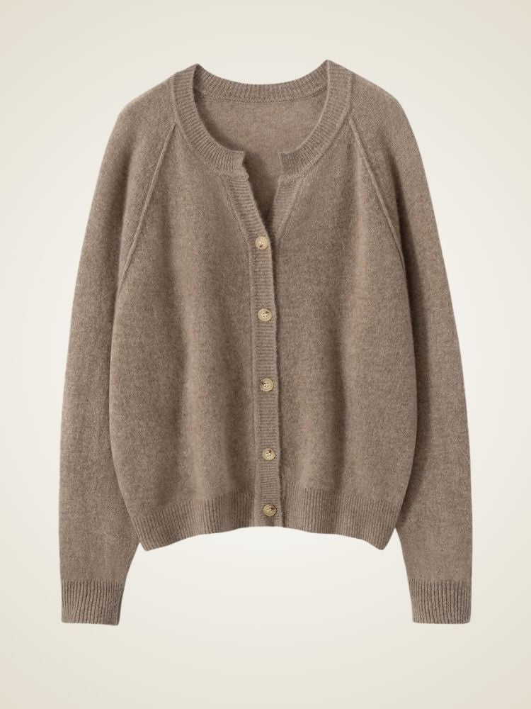 Lanly Cashmere Split-Neck Cardigan - Mongolia Raglan Sweater