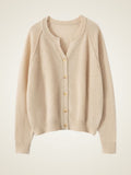 Lanly Cashmere Split-Neck Cardigan - Mongolia Raglan Sweater
