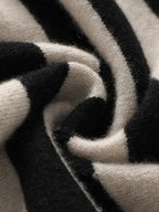 Lanly Cashmere Striped Sweater - Black & Cream Mongolia Knit Crewneck
