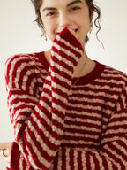 Lanly Cashmere Striped Sweater - Mongolia Argyle Crewneck