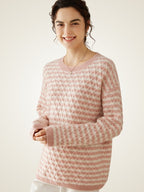 Lanly Cashmere Striped Sweater - Mongolia Argyle Crewneck