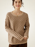 Lanly Cashmere Striped Sweater - Mongolia Argyle Crewneck